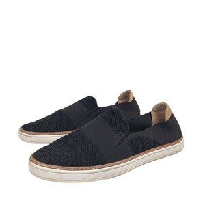 Ugg Sammy Sneakers Womens 10 Black Soft Knit Leather Trim Slip On Casual Comfort